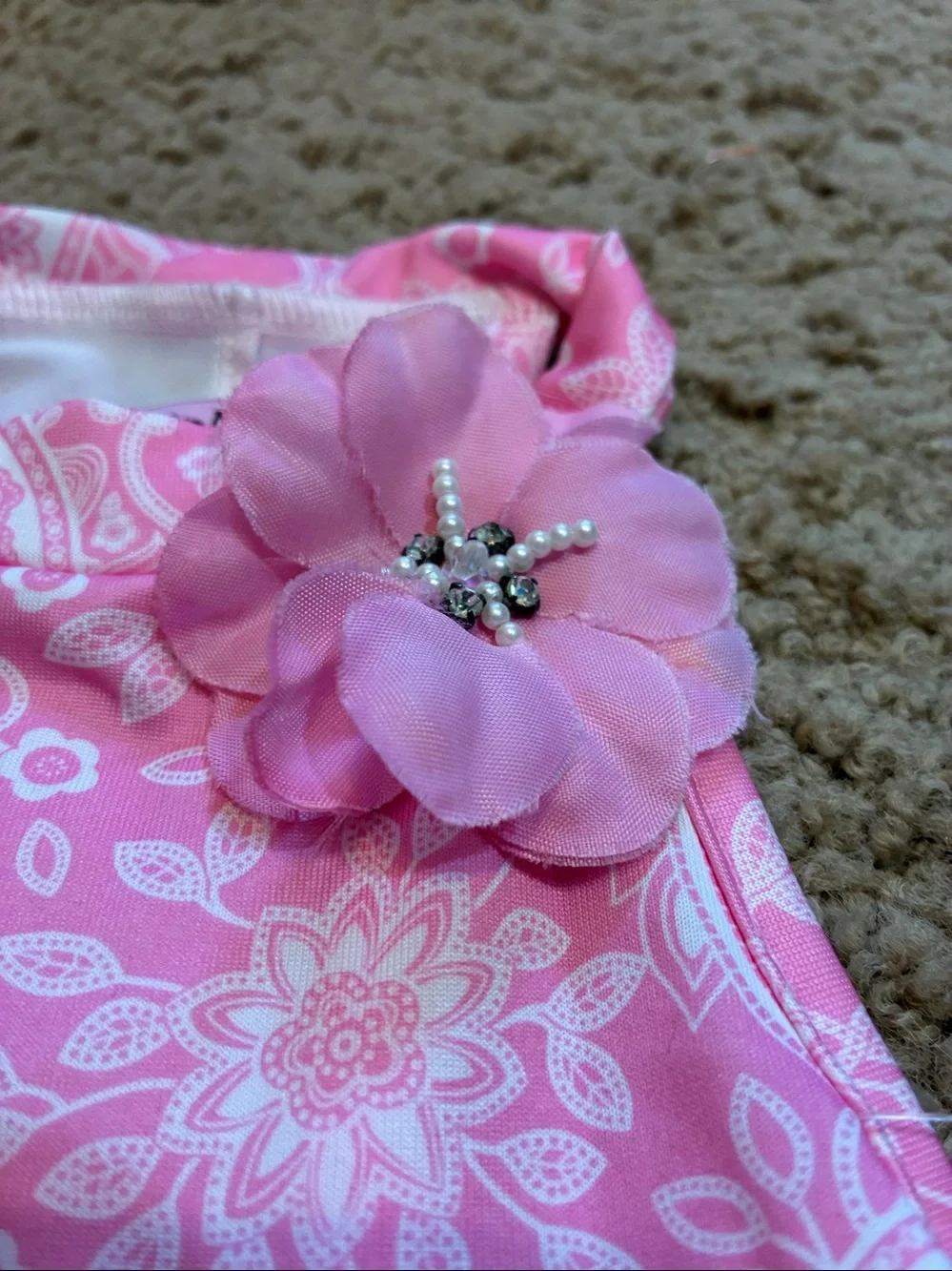 Dog dress Pink Floral Pet Halter Dress with Flower.Size Medium.